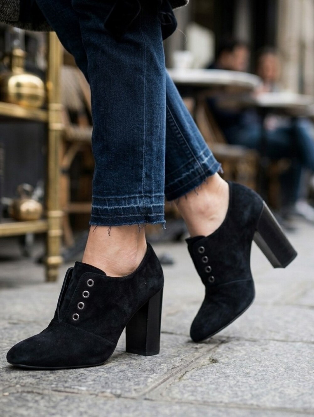 Tory Burch Stella Suede High Block Heel Oxford Booties Black 8.5
